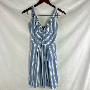 White and blue summer mini dress